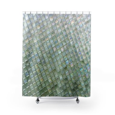 Green Ombré Glass Tile Shower Curtain